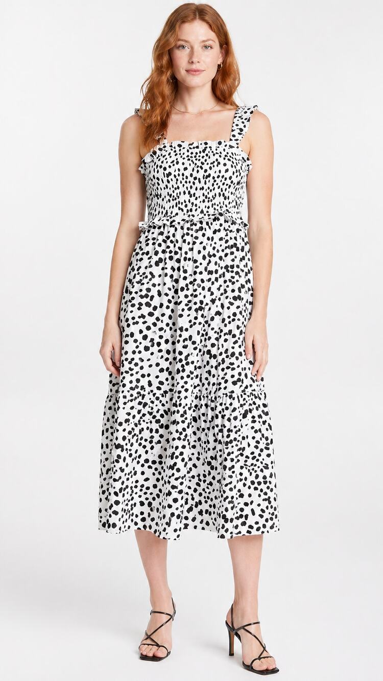 Influence Midi Beach Dress Black White Spot Womens 12 New Sleeveless